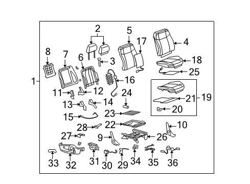 2010 Hummer H3T Passenger Seat Components Support Spring Diagram for 89027021