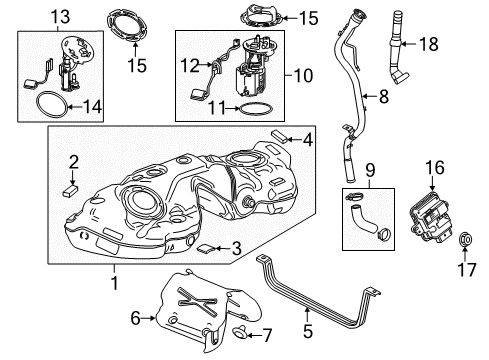 2019 Cadillac CT6 Fuel System Components Nut Diagram for 11546437
