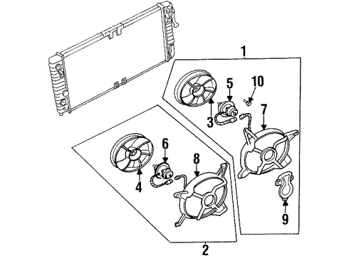 1996 Oldsmobile Aurora Cooling System, Radiator, Water Pump, Cooling Fan Fan Asm, Engine Coolant Diagram for 12463005