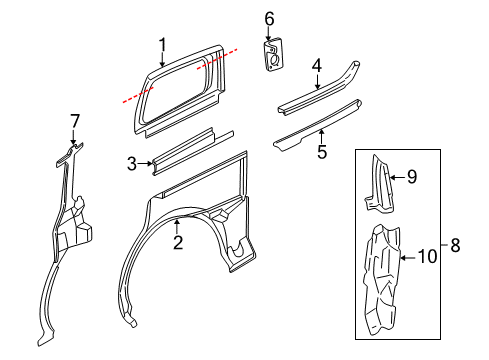 1999 Pontiac Montana Side Panel & Components Reinforcement, Body Side Frame Belt (Swb-RH) Diagram for 12453147