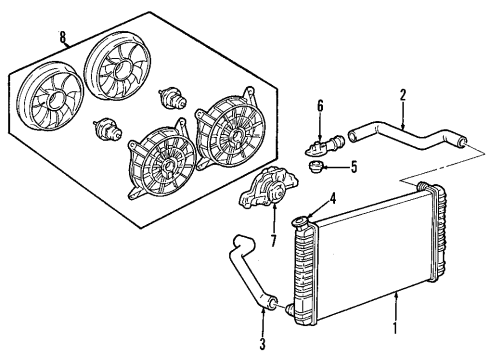 2004 Pontiac Bonneville Cooling System, Radiator, Water Pump, Cooling Fan Shroud Kit, Engine Electric Coolant Fan Diagram for 12487606