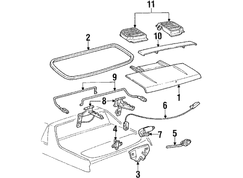 1985 Pontiac Fiero Trunk Rear Compartment Lid or Tail Gate Latch Lock Diagram for 20166276