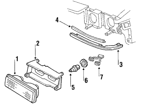 1990 Pontiac Grand Am Headlamps Headlamp Assembly Diagram for 16509211