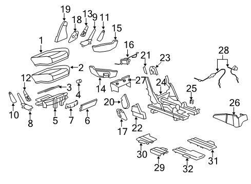 2008 Buick Enclave Second Row Seats Track Shield Diagram for 25867435