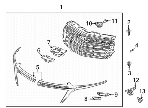 2022 Chevrolet Equinox Grille & Components Front Camera Diagram for 19418275