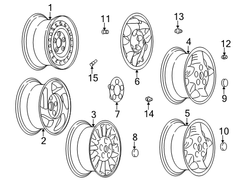 2001 Pontiac Grand Am Wheels, Covers & Trim Wheel Nut Cap Diagram for 9594435
