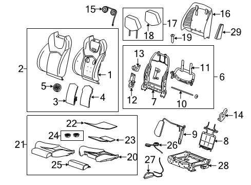 2014 Cadillac CTS Driver Seat Components Recliner Motor Diagram for 15894214