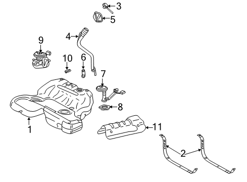 2007 Cadillac SRX Fuel System Components Bolt, Vehicle Lateral Accelerometer Diagram for 11509374