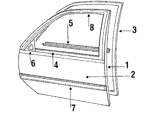 1989 Chevrolet Corsica Front Door Applique-Outside Rear View Mirror Diagram for 22591137