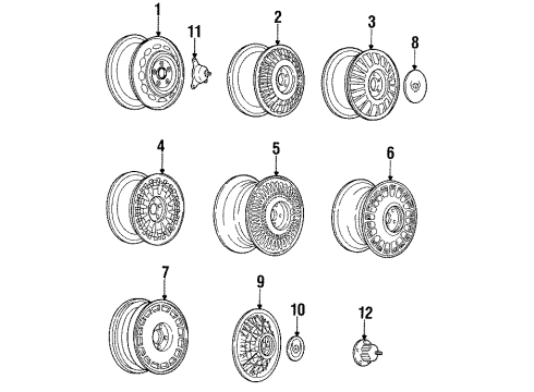 1988 Cadillac Eldorado Wheels Wheel Trim Emblem Assembly Diagram for 1632243