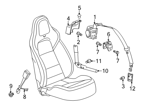 2015 Chevrolet Corvette Seat Belt Seat Belt Assembly Lower Bolt Diagram for 11612120