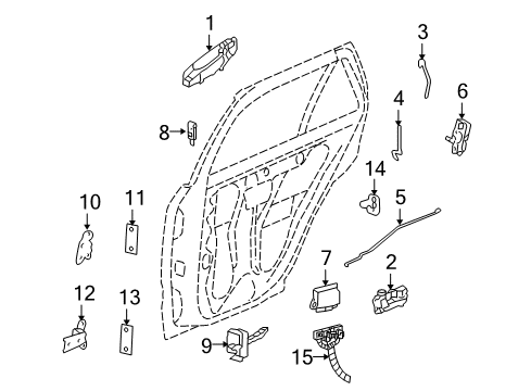2004 Cadillac SRX Rear Door - Lock & Hardware Upper Hinge Diagram for 15932614