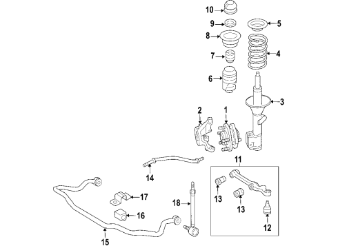2004 Pontiac GTO Front Suspension Components, Lower Control Arm, Stabilizer Bar Hub & Bearing Diagram for 92115772