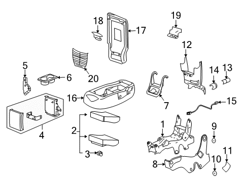 2011 Chevrolet Impala Front Seat Components Front Panel Diagram for 88995535
