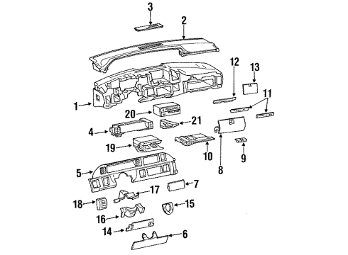 1993 Chevrolet Caprice Instrument Panel Courtesy Lamp Diagram for 12167138
