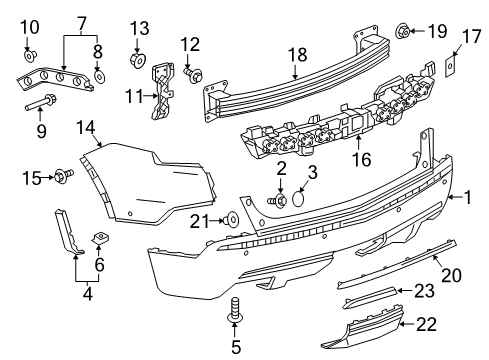 2017 Cadillac XT5 Rear Bumper Bumper Cover Diagram for 84207385