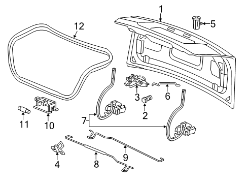 2008 Chevrolet Malibu Trunk Lid Support Strut Diagram for 15825422