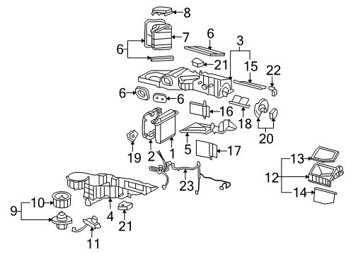 2011 Chevrolet Suburban 1500 A/C Evaporator & Heater Components Seal Kit Diagram for 89018784