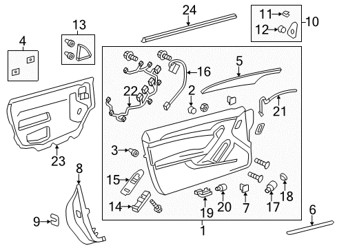 2013 Cadillac CTS Front Door Pull Strap Retainer Diagram for 20310739