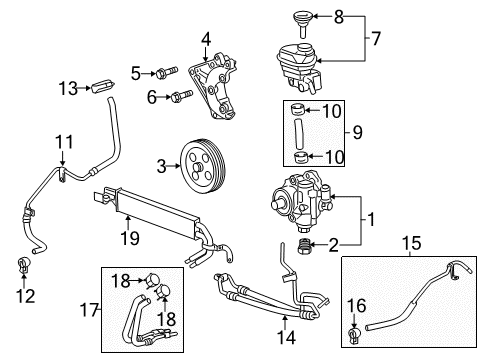 2014 Cadillac CTS P/S Pump & Hoses, Steering Gear & Linkage Power Steering Pump Diagram for 20806165