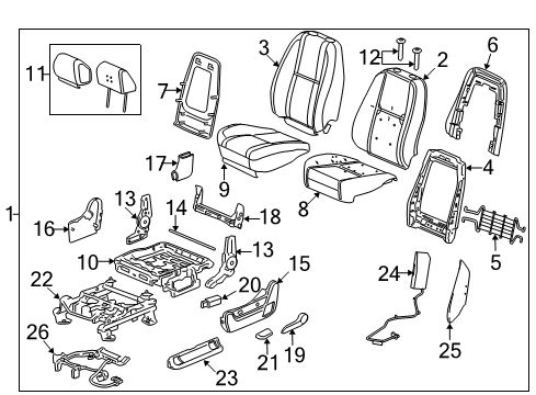 2014 Chevrolet Silverado 3500 HD Front Seat Components Seat Back Panel Diagram for 20926188