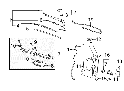 2008 Chevrolet Malibu Wiper & Washer Components Front Blade Diagram for 22860194