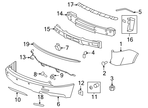 2012 GMC Acadia Parking Aid Retainer-Rear Object Sensor Diagram for 15933989