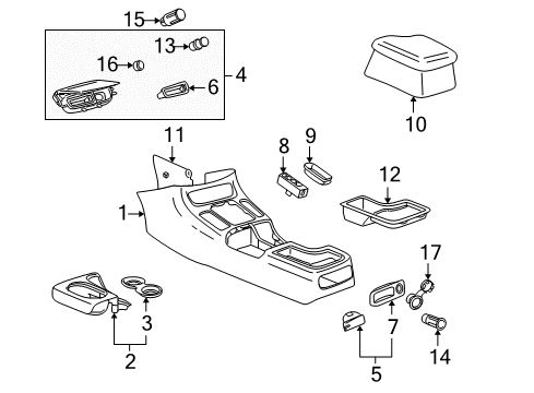 2002 Saturn L100 Center Console Switch Assembly Diagram for 22684886