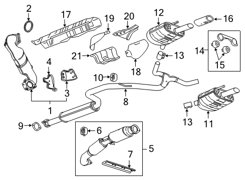 2012 Buick Regal Exhaust Components 3Way Catalytic Convertor Assembly Diagram for 12641644