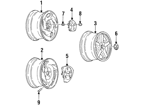 1996 Pontiac Firebird Wheels Wheel Trim CAP *Black W/Silver Letter*Black Diagram for 9592700