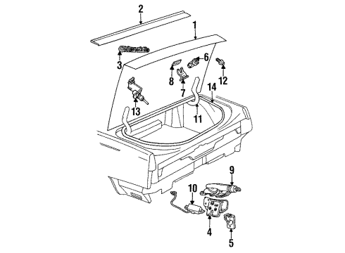 1992 Oldsmobile 88 Trunk Lid Cylinder Kit, Rear Compartment Lid Lock (Uncoded) Diagram for 12510074