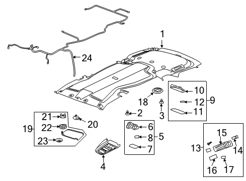2005 Pontiac Montana Interior Trim - Roof Headliner Diagram for 89024442