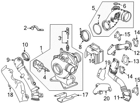 2012 Chevrolet Silverado 3500 HD Turbocharger Outlet Pipe Diagram for 12657012