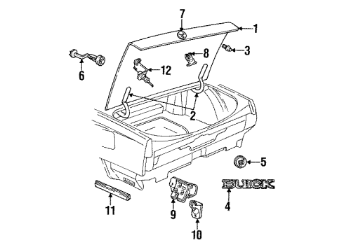 1995 Buick LeSabre Trunk Cylinder Kit, Rear Compartment Lid Lock (Uncoded) Diagram for 12510075