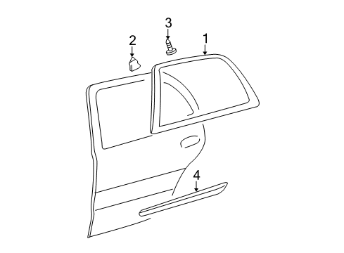 2009 Cadillac DTS Exterior Trim - Rear Door Window Molding Diagram for 22798069