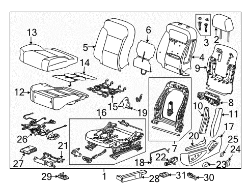 2019 Chevrolet Silverado 2500 HD Driver Seat Components Headrest Diagram for 22967833