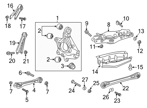 2015 Cadillac ATS Rear Suspension Components, Lower Control Arm, Upper Control Arm, Ride Control, Stabilizer Bar Link Rod Bolt Diagram for 11611276