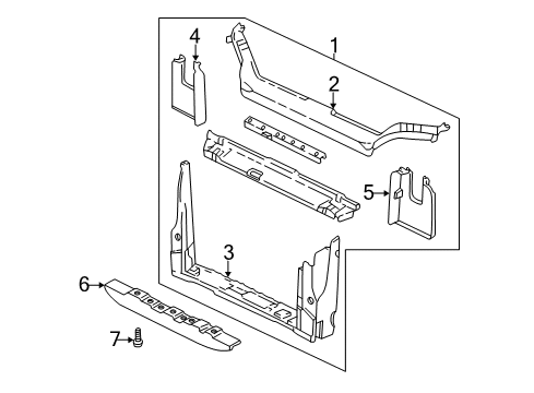 2004 Pontiac Montana Radiator Support Extension, Front End Lower Tie Bar Diagram for 15871563