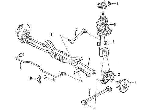 2003 Pontiac Grand Prix Rear Suspension Components, Stabilizer Bar Rear Spring Diagram for 10276574