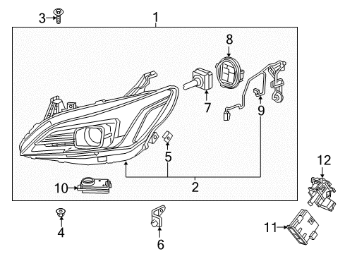 2019 Buick LaCrosse Headlamps Headlamp Assembly Diagram for 26221316