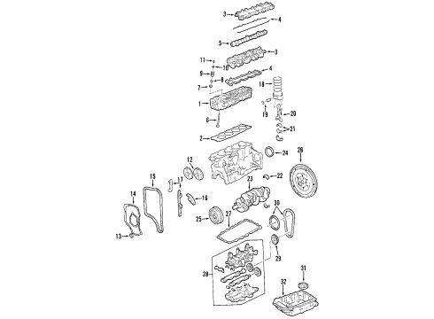 2001 Pontiac Grand Am Engine Parts, Mounts, Cylinder Head & Valves, Camshaft & Timing, Oil Pan, Oil Pump, Balance Shafts, Crankshaft & Bearings, Pistons, Rings & Bearings Gear Diagram for 24574130
