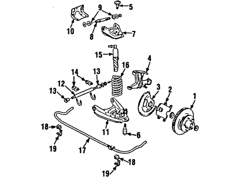 1984 GMC C2500 Suburban Front Suspension Absorber Asm, Front Shock Diagram for 88945370