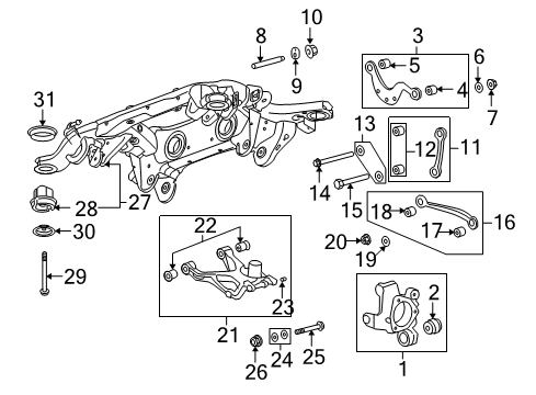 2017 Buick Enclave Rear Suspension, Lower Control Arm, Upper Control Arm, Stabilizer Bar, Suspension Components Knuckle Diagram for 23400078