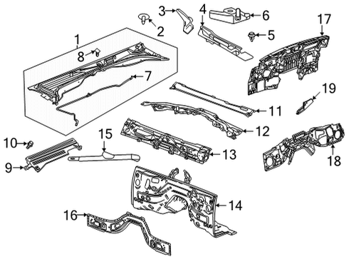 2022 Cadillac CT4 Cowl Barrier Retainer Diagram for 11611629