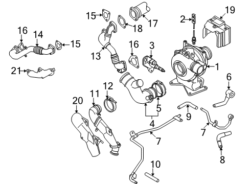 2009 GMC Sierra 3500 HD Turbocharger Exhaust Pipe Clamp Diagram for 97354769