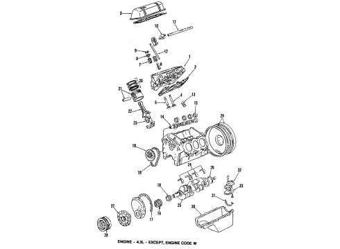 1990 Chevrolet Astro Engine Parts, Mounts, Cylinder Head & Valves, Camshaft & Timing, Oil Pan, Oil Pump, Crankshaft & Bearings, Pistons, Rings & Bearings Gasket-Valve Rocker Arm Cover Diagram for 10101791