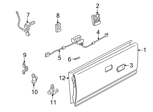 2004 Chevrolet S10 Tail Gate Pick Up Box End Gate Latch Assembly(Lh) Diagram for 15647473
