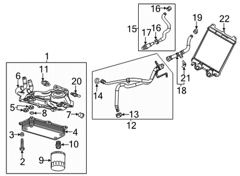 2021 Chevrolet Corvette Oil Cooler Elbow Retainer Diagram for 88996648