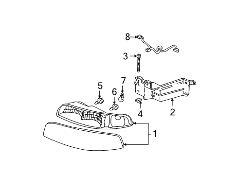 1999 Buick Park Avenue Headlamps Headlamp Assembly(W/ Parking & Turn Signal Lamp) Diagram for 19208224