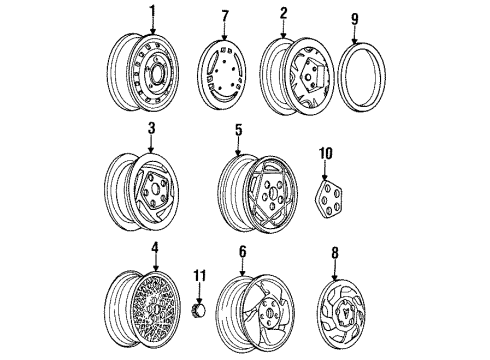 1991 Pontiac Grand Prix Wheels, Covers & Trim Wheel Trim Cover Assembly Diagram for 10091778